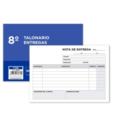 Talonario liderpapel entregas 8º original t128 apaisado